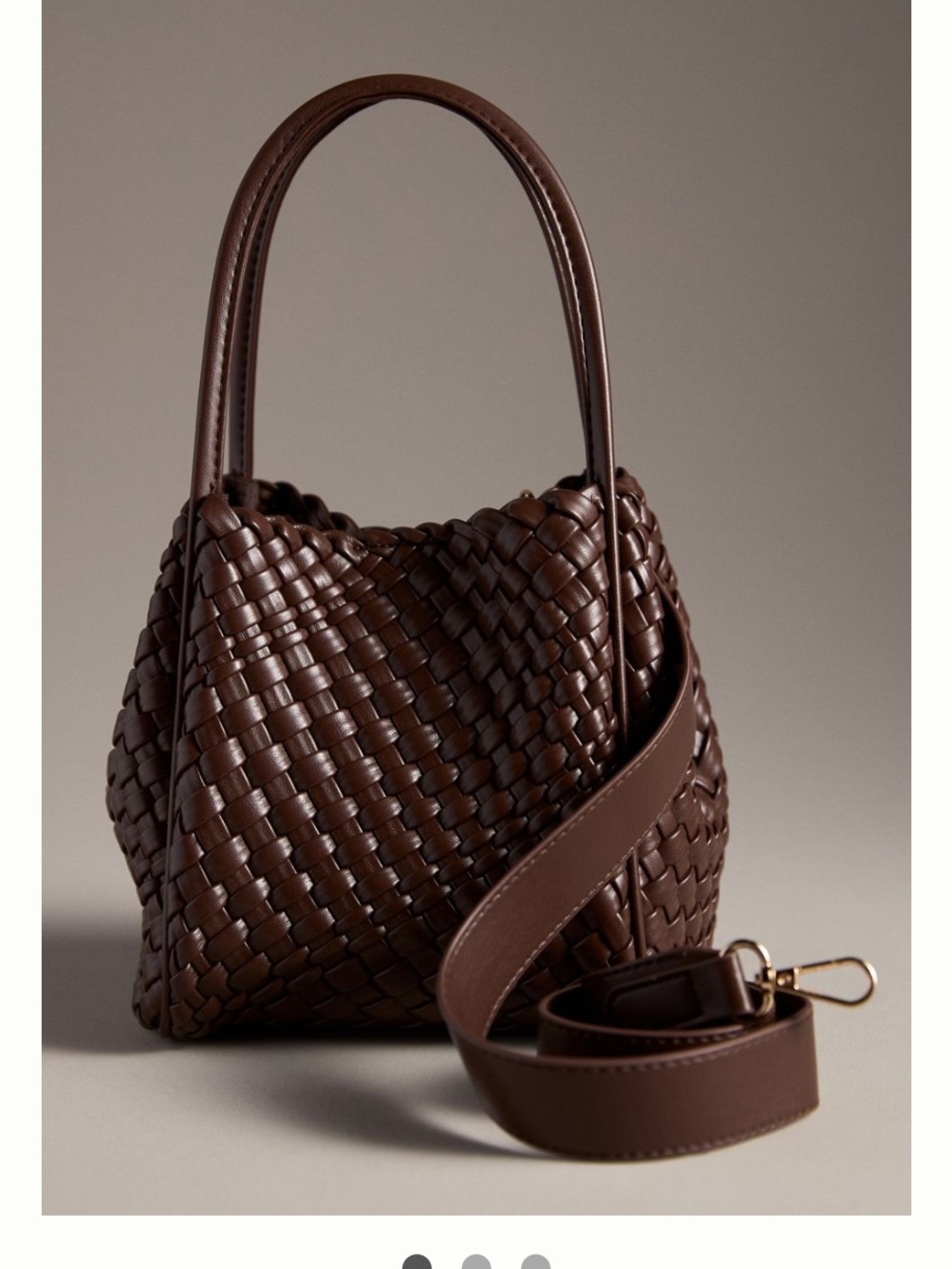 Anthropologie Hollace Tote Woven Mini Edition Chocolate Brown NWT